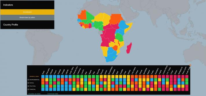 A visual of an interactive map on the Africa Knowledge Platform