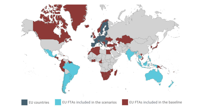 Map of FTA agreements countries