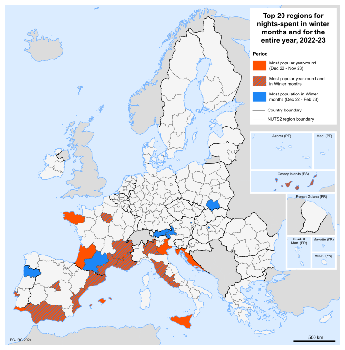 Map EU’s top 20 regions for nights-spent