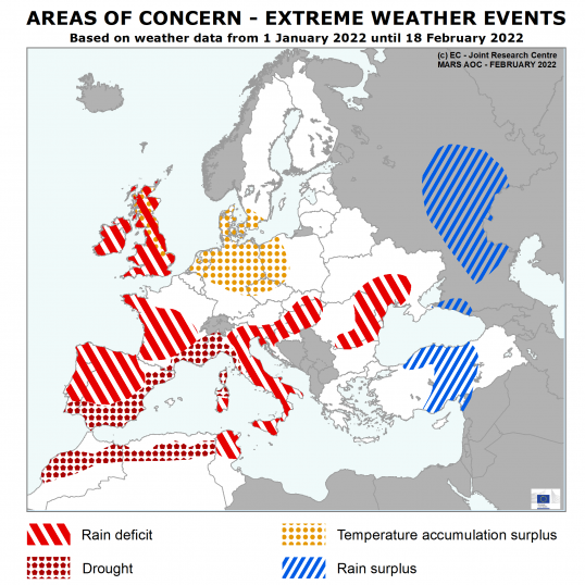 Areas of Concern - Europe - February 2022