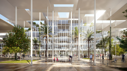 The European Commission today awarded first prize to Bjarke Ingels Group, BIG  in an international architectural competition to choose a concept design for the future permanent site of the Commission’s Joint Research Centre site in Seville (Spain). Image shows the street view of the concept.