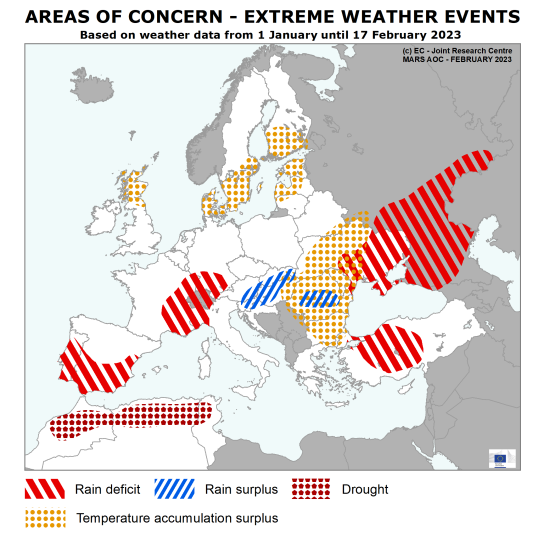 Areas of Concern - MARS bulletin for Europe - February 2023