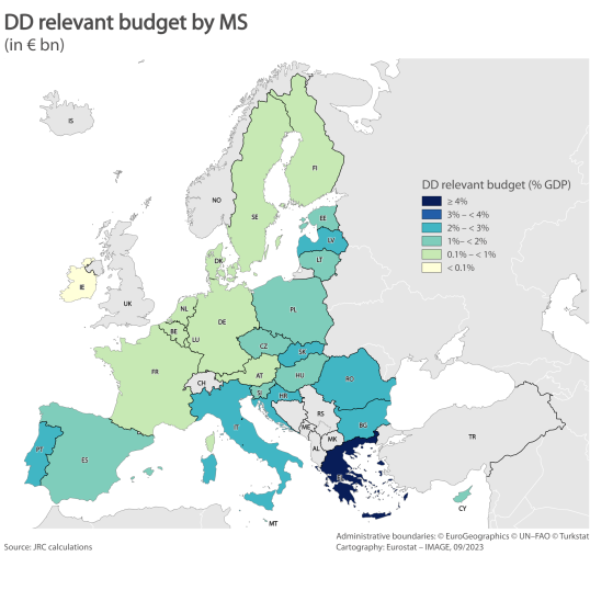 Map of the share of Digital Decade relevant budget