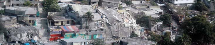 Destroyed houses in slums.