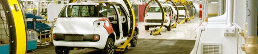 Electric cars on a production line