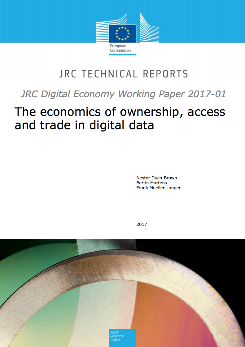 Cover of the JRC report "The economics of ownership, access and trade in digital data"