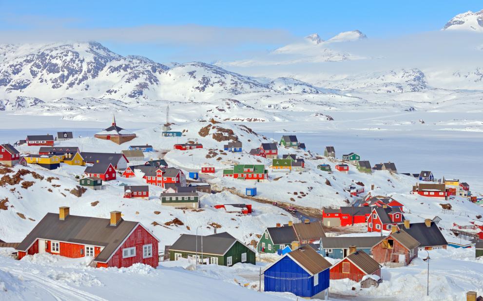 Arctic coastal village in Greenland