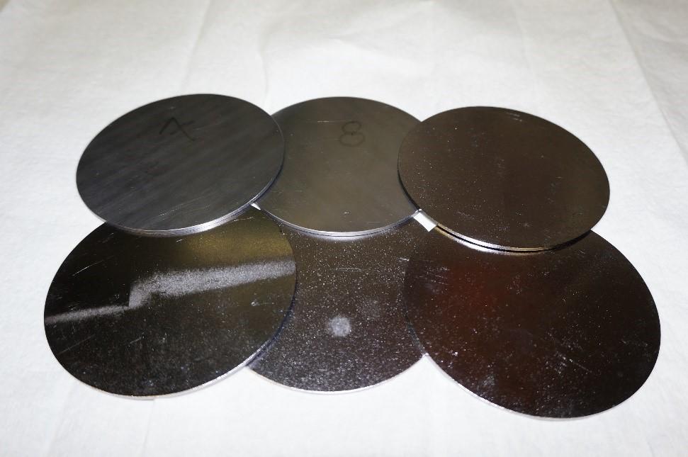 six hyperpure tantalum discs