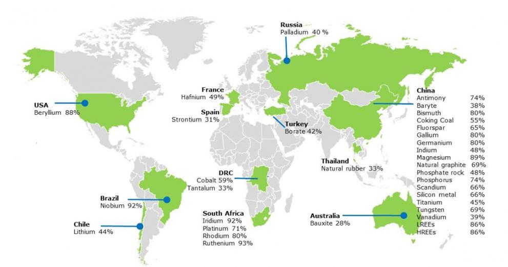 This map shows where in the world the 2020 CRMs are produced.