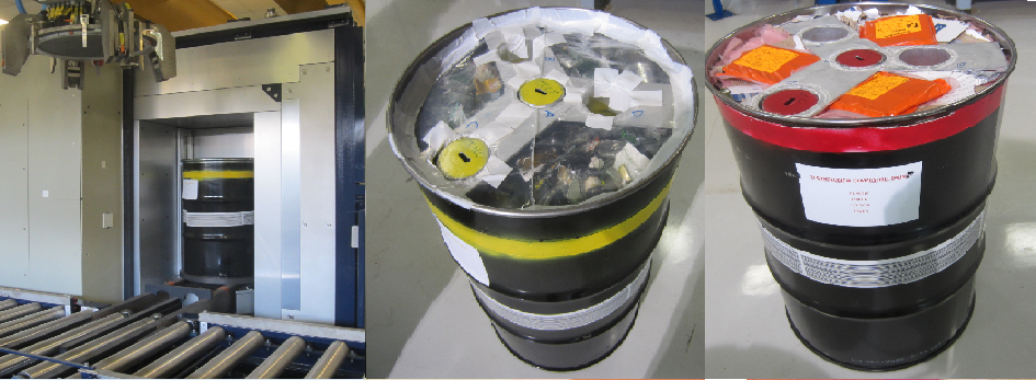 Adapted waste containers used to test the Ispra Waste Characterisation System.