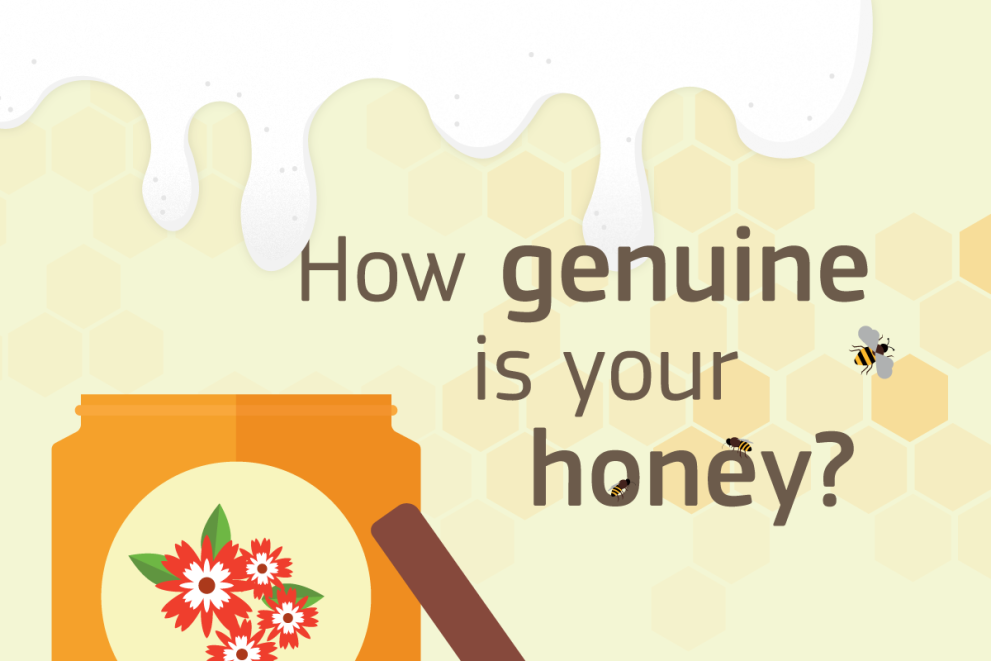 Drawing depicting a honey jar with message How genuine is your honey?
