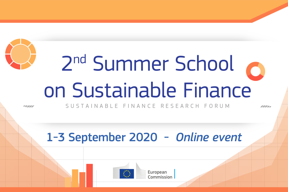 Image with text announcing the 2nd Summer School on Sustainable Finance on the 1-3 september 2020