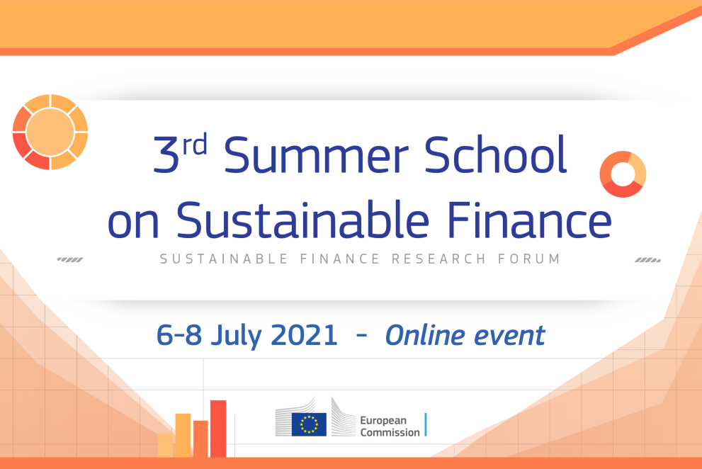 image with text announcing 3rd Summer school on sustainable finance for the 6-8 July 2021