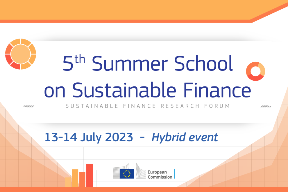 Image with text reading 5th Summer School on Sustainable Finance 13 and 14 July 2023