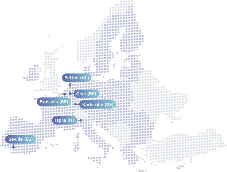 Map of Europe with JRC sites