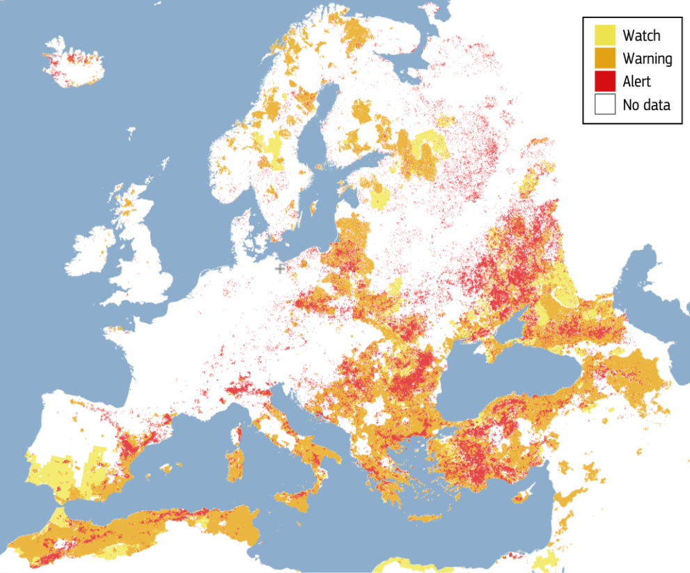 Combined Drought Indicator for Europe, third 10-day period of June 2024