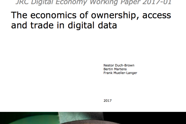Cover of the JRC report "The economics of ownership, access and trade in digital data"