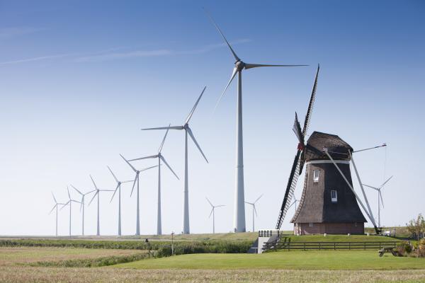 Image of windmills and old Dutch mill in Groningen