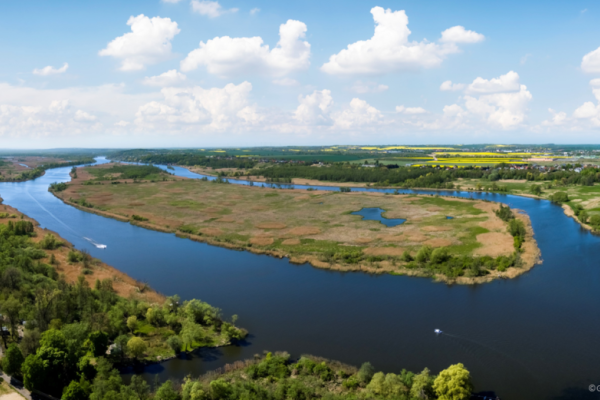 Aerial view of the Oder River