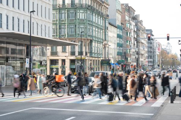 Image of people crossing a street