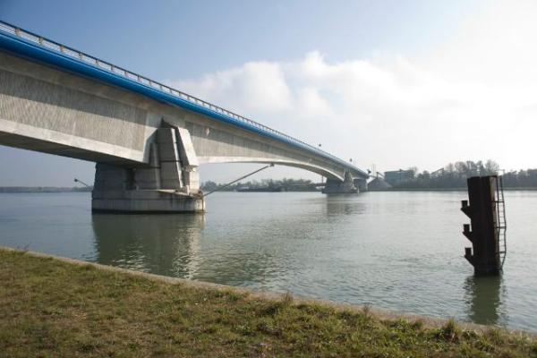 Bridge Pflimlin over the Rhine between France and Germany near Strasbourg