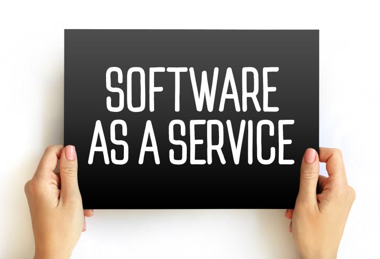 A placard saying "software as a service" indicatint that in this page econometric sotware is availabe for download